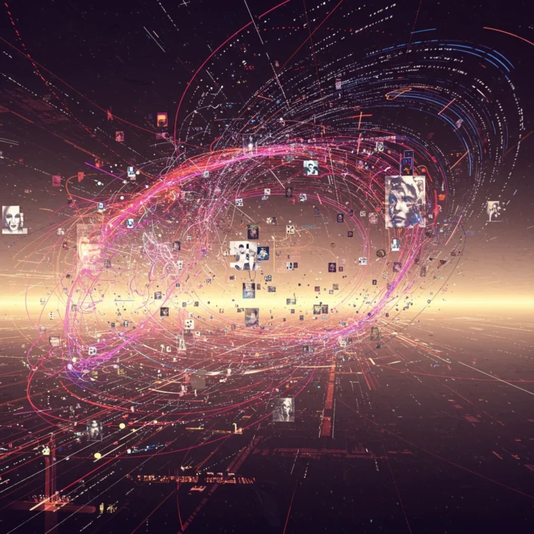 Futuristic digital visualization representing the future of generative AI, with interconnected data points and glowing effects.