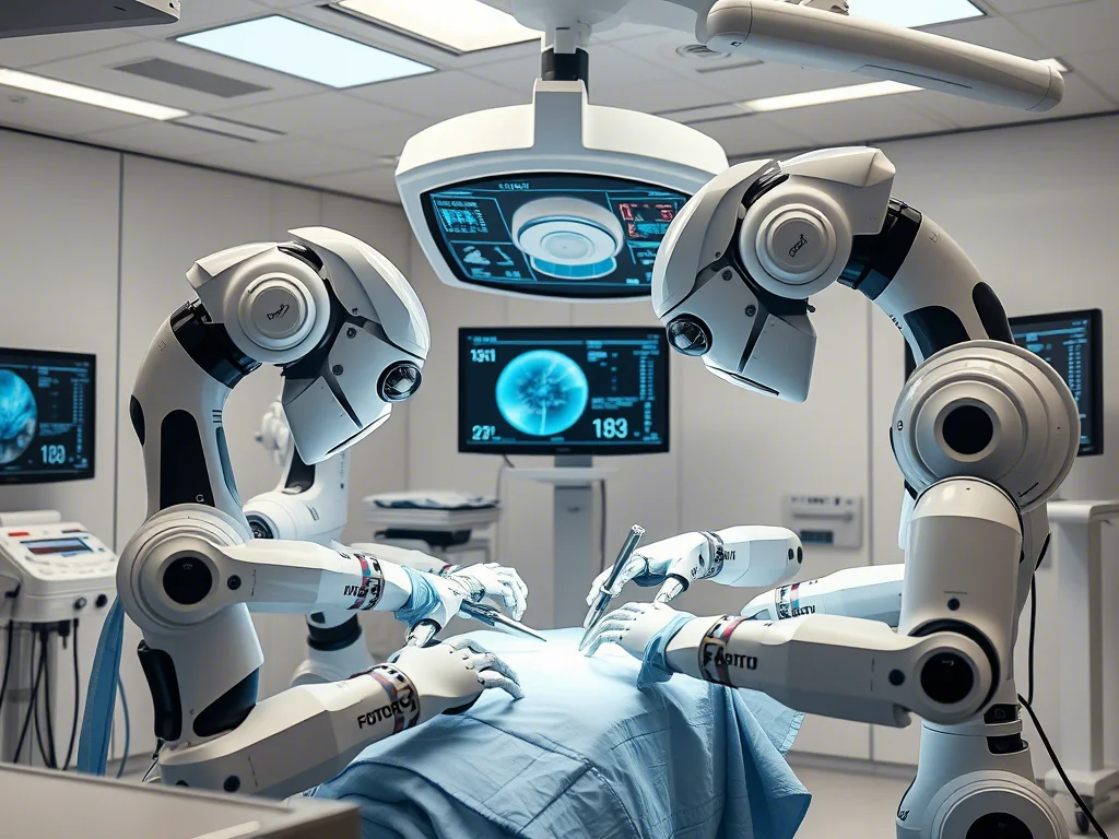 AI-Assisted Surgery with Robotic Arms for Precision.